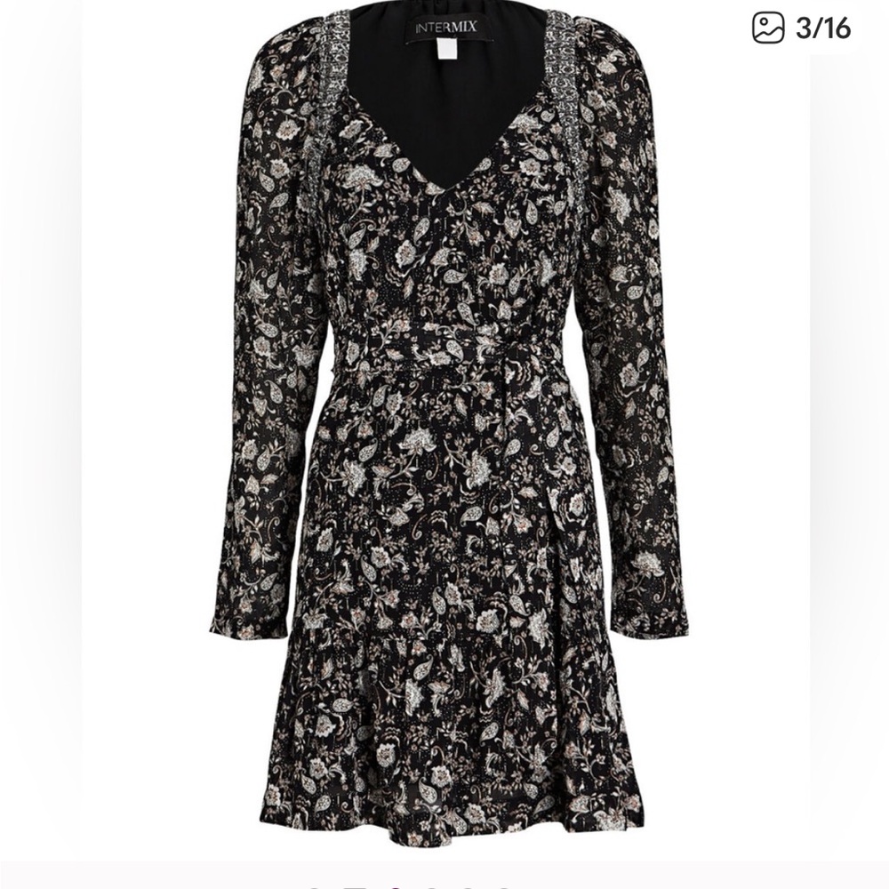 INTERMIX Black and Cream Floral Ariel Dress size 0